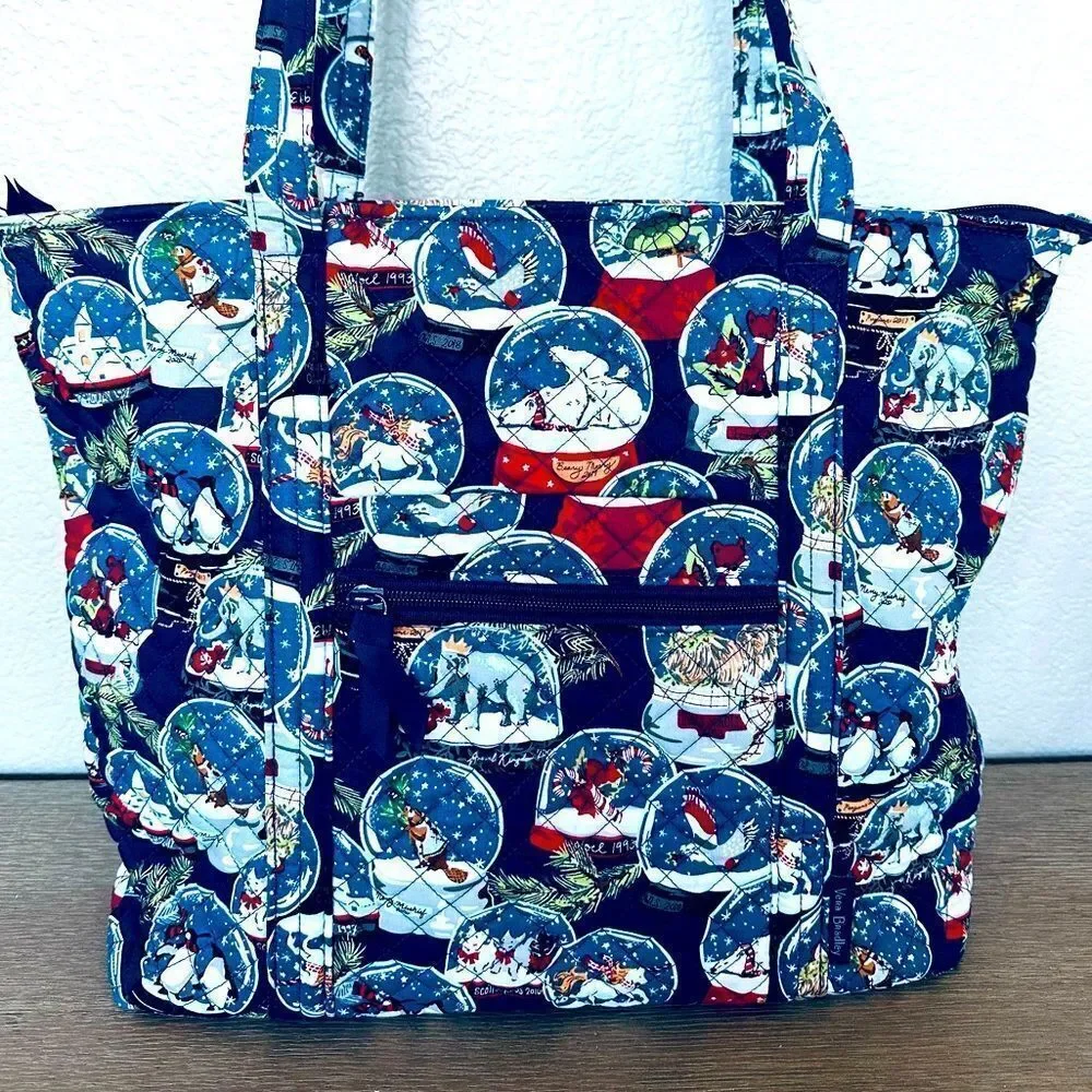 New Vera Bradley Snow Globe Large Overnight Travel Christmas Holiday Tote Bag